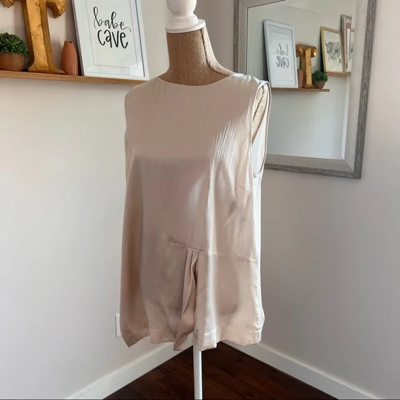 Fabiana Filippi High Neck Champagne Silk Sleeveless Blouse - Picture 6 of 15